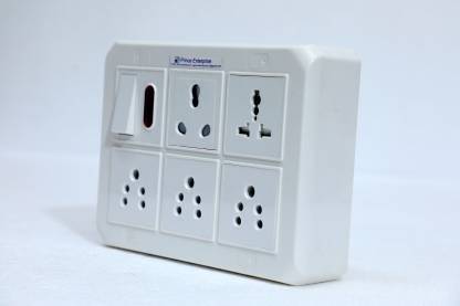 M G Enterprise Moduler 5 plug and with 1 switch connected in raw 5  Socket Extension Boards