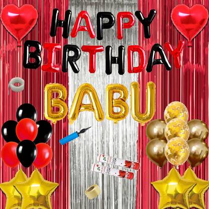 Shopperskart presents Happy Birthday BABU Combo Kit Pack For Party Decorations (Pack Of 81) RED BLACK