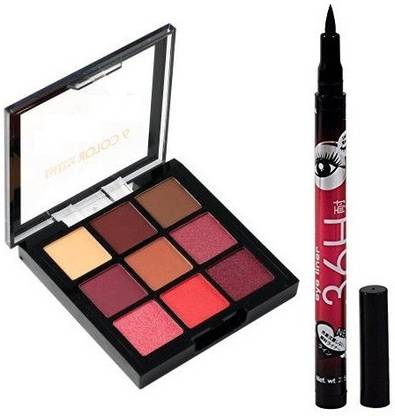 FLENGO 9 Color HD Eyeshadow palette with 36H Liquid Eyeliner waterproof