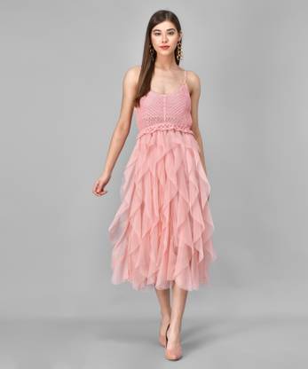 Women Fit and Flare Pink Dress