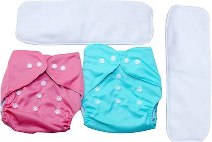 Baby Hashtag Reusable Cloth Diaper, Washable Adjustable Infants Nappy with Insert- (0-24 Months, Pad Included) - Pack/Combo of (2 Cloth Diaper+2 Microfiber Insert)