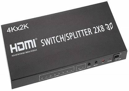 techut HDMI Switch Splitter 2 in 8 Out with Remote, avedio links 2x8 HDMI Splitter Switcher Media Streaming Device