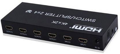 techut HDMI Switch Splitter 2 in 4 Out with Remote, avedio links 2x4 HDMI Splitter Switcher Media Streaming Device