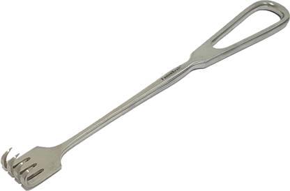FusionKraft Volkmann / Israel Rake Retractor, 4 Prongs, Sharp, 8.75" Hand Held Retractor