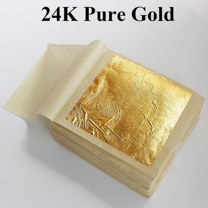SGLS GOLD LEAF 24KARAT GOLD FOILS 4 GOLD LEAF 6/4 SIZE (100% PURE HYGINIC PURE VEG GOLD LEAF)