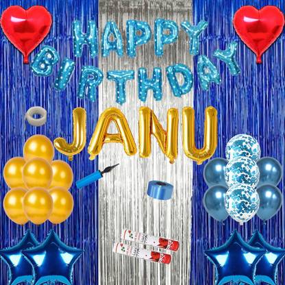 Shopperskart presents Happy Birthday JANU Combo Kit Pack For Party Decorations (Pack Of 81) BLUE