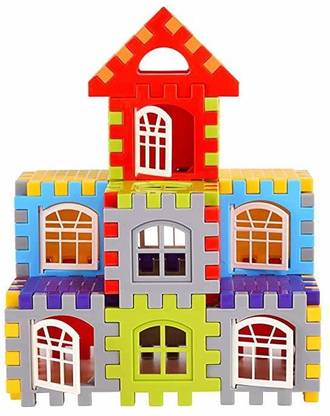 GREEN WAY Building Blocks for Kids – 50 Pcs, House Building Blocks with Windows, Block Game for Kids -Multicolor