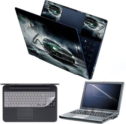 Anweshas 4 in 1 Combo Pack with Laptop Skin Sticker Decal, Palmrest Skin, Screen Protector, Key Guard for 15.6 Inch Laptop - Car Chain Combo Set Designed for Gaming