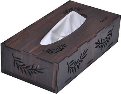 GLNRM Wooden Tissue Paper Box Holder Decorative Organizer Napkin Holder Box (Brown, VEL) Vehicle Tissue Dispenser