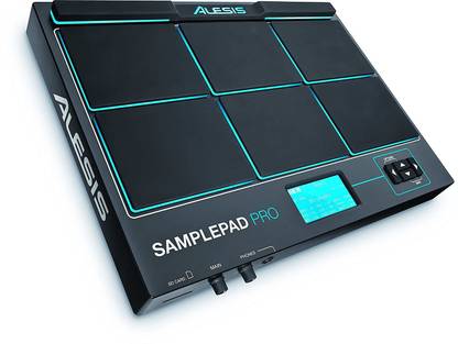 ALESIS SamplePad Pro | 8-Pad Percussion and Sample-Triggering Instrument with Dual Zone Rubber Pads, Blue LED Illumination, and Built-in Sounds (Black)-01 Percussion Performance Pad