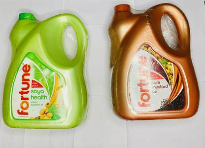 FORTUNE refined soyabean oil 5 Litre Can With Pure Mustard Oil 5 Litre Can Soyabean Oil Can