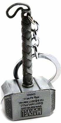 EXORNATOR Hammer (Big Size) Marvel Avengers Superhero Golden Colour Metal Keychain & Keyring for Bikes, Cars, Bags, Home, Cycle, Men, Women, Boys and Girls Silver Key Chain