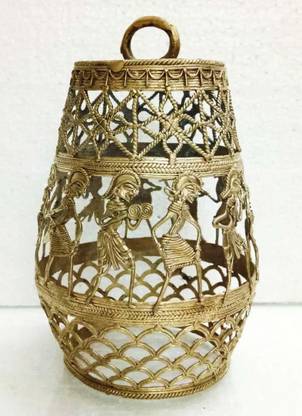 Tailos Hand Crafted Bell Metal Dhokra Craft Decorative Lamp Shade Circular Table Lamps Lamp Shade