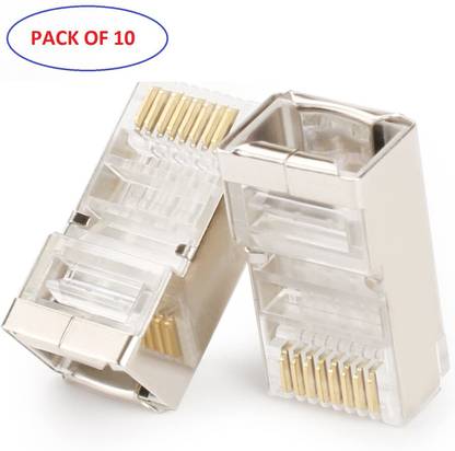 Fedus (Pack of 10) 8P8C RJ45 Metal Shielded Male Plug Crimp Connector Network Plug Connector for Standed CAT6, CAT6A, CAT5 Ethernet Network Cable Wired Ethernet Lan Adapter compatible with Windows