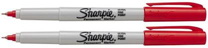 Sharpie Permanent Markers, Ultra Fine Point, Red, 2 Count (37002)