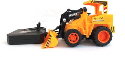 KOKEE TOYS Battery Operated Wired Remote control RC JCB bulldozer truck crane Toy for kids|boys|girls (yellow).