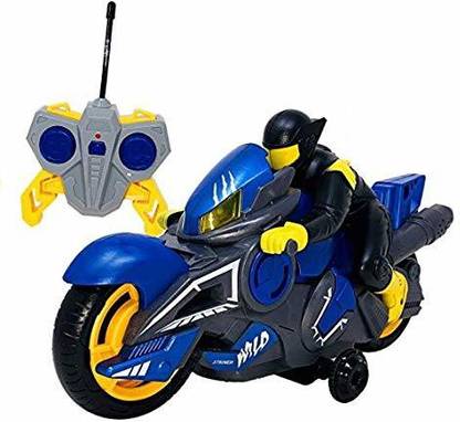 Velocious Rechargeable Remote Control Simulation Modeling Rc Bike Toys for boys With Light & Sound Function , 360 Degree Rotation ( Blue )