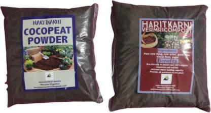 Haritkarni combo pack offer, 2 kg cocopeat with 2 kg vermicompost For Plants, 100% organic fertilizer Fertilizer, Manure, Potting Mixture