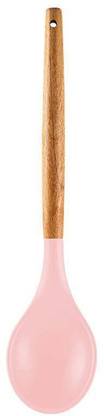Woodtula Silicone Spatula for Non-Stick Cookware for Baking and Mixing Spoon (Pink, 1 Pc) Silicone Serving Spoon