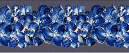 WALLDESIGN 609.6 cm White Blue Bouquet Flowers Painted Adhesive Wall Border - 5.25 inch width by 20 ft length - Extra Large Self Adhesive Sticker