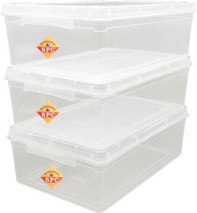 सपक Multipurpose Plastic Stackable Organizer Storage Container Box for Books, Toys, Clothes, Grocery, Office Files, Set of 3, 11.5 liters Each स्टोरेज बॉक्स