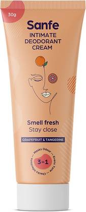 Sanfe Intimate Deodorant Cream 30g - control sweat & foul smell in underarms and bikini area - sensitive skin-friendly fragrance Intimate Cream
