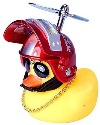 Wonuu Rubber Duck Toy Car Ornaments Duck Car Dashboard Decorations Cool Glasses Duck with Propeller Helmet