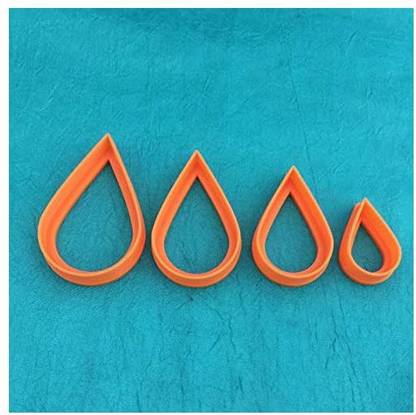 CreateAlong Tear Drop Rain Drop Graduated Sized Set of 4 Jewelry Sized Polymer Clay Cutters