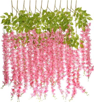 Laddu Gopal Westeria Artificial Flowers Set Of 4 Pieces For Home Table Decoration And Hanging Pink Flower In India - Artificial Flower Decoration For Home Laddu Gopal Westeria Artificial Flowers Set Of 4 Pieces For Home Table Decoration And Hanging Pink Flower In India - Artificial Flower Decoration For Home