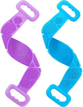 Algado Body scrubber Double side shower body back and front cleaning Brush (purple & blue)