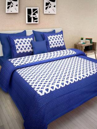 Art World 300 TC Cotton Queen Printed Flat Bedsheet