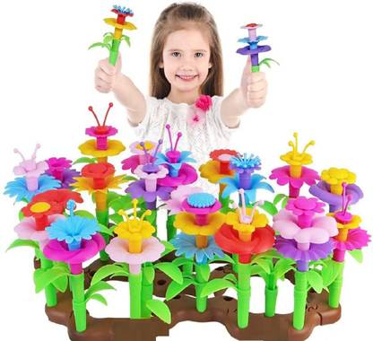 Toys Bhoomi 104 PCS BUILD Your Own Flowers Garden Building Toys for Girls - STEM Toy Gardening Pretend Gift for Kids - Stacking Game for Toddlers playset - Educational Activity for Preschool Child