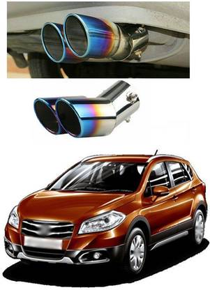 PRTEK Dual Exhaust Tip Exhaust Pipe Trim Stainless Steel Muffler Tail Universal Double Outlets End Pipe a171  Car Silencer