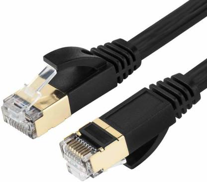 GITRU LAN Cable 5 m CAT7 Ethernet Lan Cable Black Network Internet Patch Cord 5 Meters Ethernet Cable (Compatible with Laptops, Modems, Routers, Computers, Network Switches, Black, One Cable)