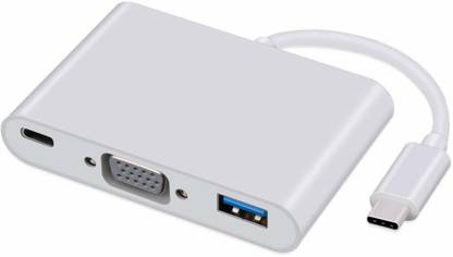 RuhZa USB-C to VGA Adapter Type C 3-in-1 Dock with PD VGA(4K) USB 3.0 for iOS all models of macbook Surface DELL XPS and other models of Laptop USB Hub