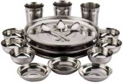 RD Steel Pack of 18 Steel  Pack of 18 Stainless Steel Dinner Set Dinner Set