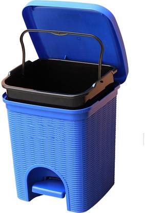 Aarohi13 Aarohi13 SIGNO PADDLE DUSBIN 12L WITH GARBAGE BAG BLUE Plastic Dustbin