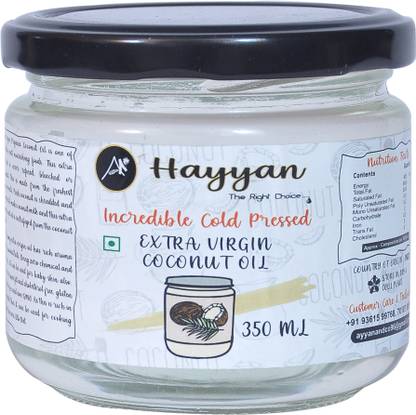 HAYYAN Coconut Oil Chekku Ghani Own Farm Ethically Sourced Kohlu Pressed Coconut Oil Glass Bottle