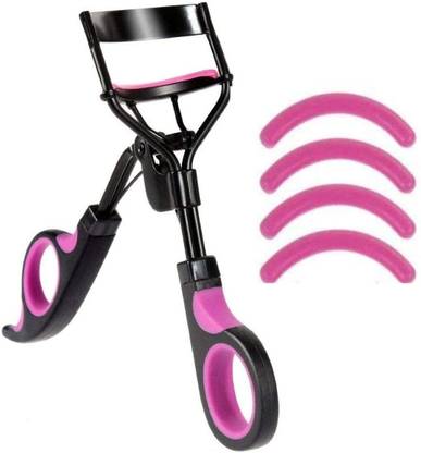 Gugzy Eyelash Curler Black Handle Cosmetic Makeup Tools With 4 Replacement Silicone Refill Pads I Eyelash Curler I Refill Pads I Silicone Eyelash Curler Refill Pads I Silicone Refill Pads I Eye Makeup Tool