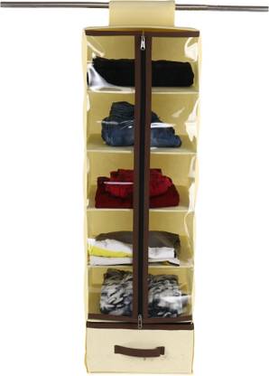 Shrey Creation Hanging 5 shelves Wardrobe Organizer, Clothes Organizer with drawer 28*28*91CM Closet Organizer