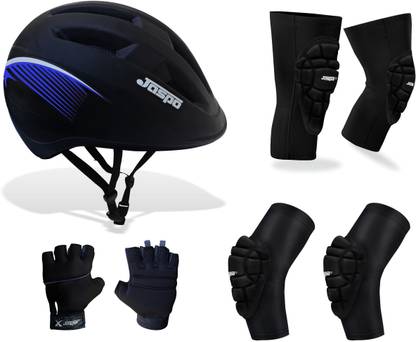 Jaspo Ark Multi-utility Protection Adjustable for all age group - Large Size (Blue) (Helmet + Knee+ Elbow+ Palm Protector) Skating Kit