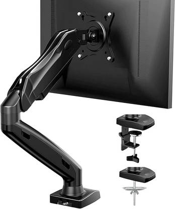 audiovan Single Monitor Mount - Articulating Gas Spring Monitor Arm, Adjustable VESA Mount Desk Stand with Clamp and Grommet Base - Fits 17 to 27 Inch LCD Computer Monitors Desk Mount Monitor Arm