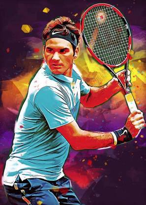 Roger Federer Poster - Tennis Poster (300GSM Premium Matte Finish Art Paper, 13x19 inches, UNFRAMED, SELF ADHESIVE, Multicolor) MADE IN INDIA Fine Art Print
