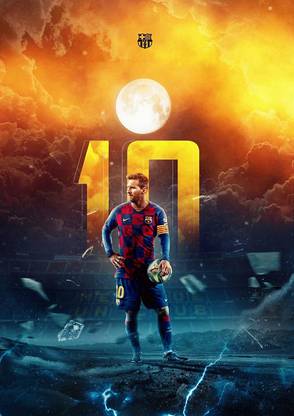 Lionel Messi Poster - FC Barcelona - Football Poster (300GSM Premium Matte Finish Art Paper, 13x19 inches, UNFRAMED, SELF ADHESIVE, Multicolor) MADE IN INDIA Fine Art Print