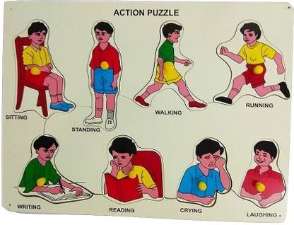 IJARP WOODEN PINEWOOD JIGSAW ACTION PUZZLE WITH KNOBS LEARNING TRAY COLORFUL EDUCATIONAL GAME FOR BOYS & GIRLS PRESCHOOL DEVELOPMENT FOR KIDS AGE 2 AND ABOVE