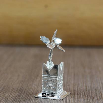 WHITE LOTUS ARTIFICIAL TULSI PLANT Decorative Showpiece  -  6 cm