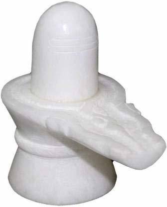 Rudram Primium Quality White Marble Shiva Lingam Shivling Decorative Showpiece Decorative Showpiece  -  9.5 cm