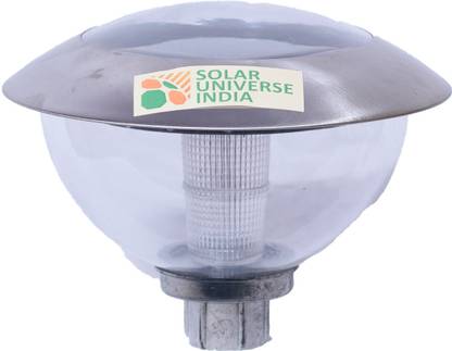 SOLAR UNIVERSE INDIA Metallic Silver based Garden & Outdoor Light Lamp with White LEDs & Inbuilt Panel - Anchor & Wall Extention Solar Light Set