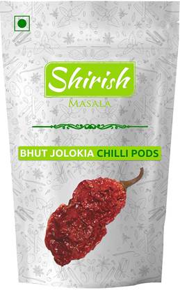 SHIRISH MASALA Bhut Jolokia Chilli Whole, 50 g, (Organically Grown) ,(Oven Dried )World's Hottest Chili Pepper from Assam Ghost Chili Manipur King Chilli