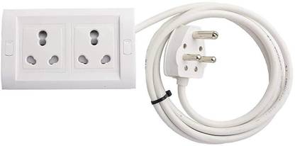 Ronofic Travel Extension Wire Board With short 6 Amp Dual Socket Surge Protected and Plug Extension Cord Cable 5 Meter Wire Extension Board (White)body material Polycarbonate 2  Socket Extension Boards